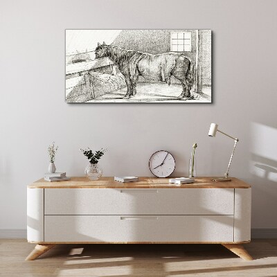 Tablou canvas Un cal calm în grajd