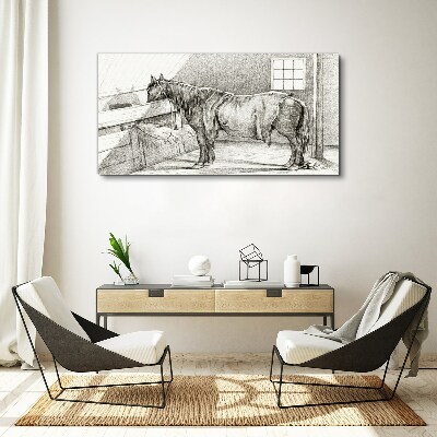 Tablou canvas Un cal calm în grajd