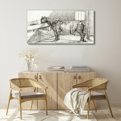 Tablou canvas Un cal calm în grajd