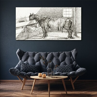 Tablou canvas Un cal calm în grajd