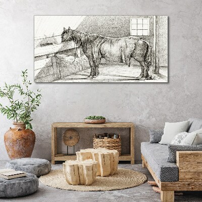 Tablou canvas Un cal calm în grajd