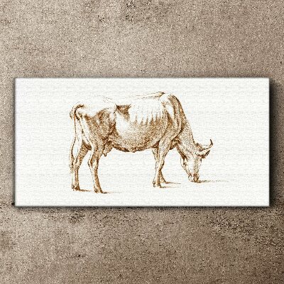 Tablou canvas Vaca în contur maro