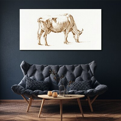 Tablou canvas Vaca în contur maro