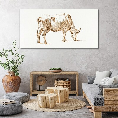 Tablou canvas Vaca în contur maro