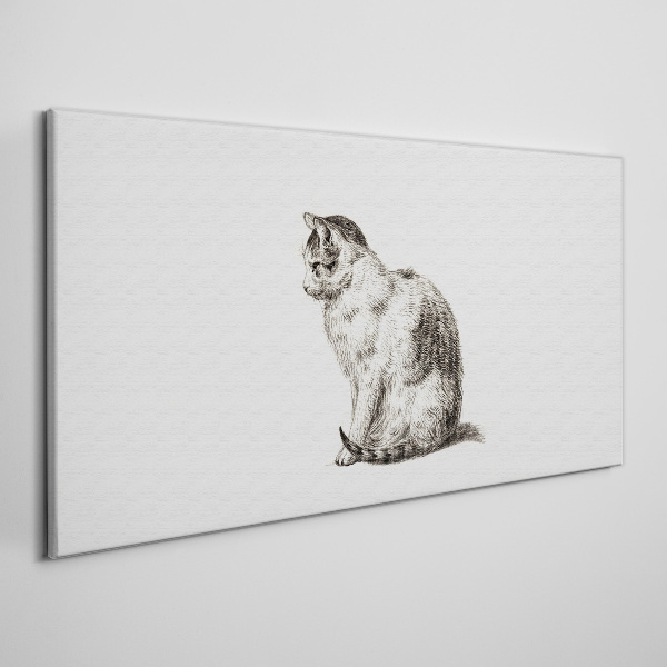Tablou canvas Pisică așezată în stil monocrom