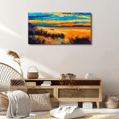 Tablou canvas Reflecții aurii peste apă