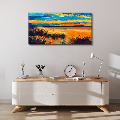 Tablou canvas Reflecții aurii peste apă