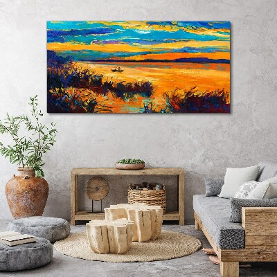 Tablou canvas Reflecții aurii peste apă