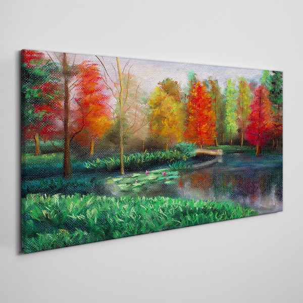 Tablou canvas Peisaj de toamnă pe malul lacului