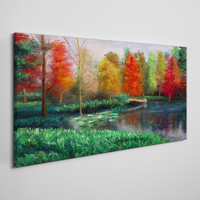Tablou canvas Peisaj de toamnă pe malul lacului