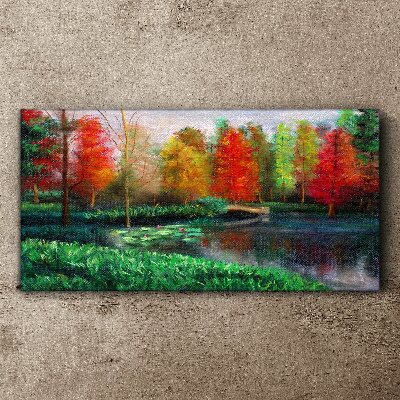 Tablou canvas Peisaj de toamnă pe malul lacului