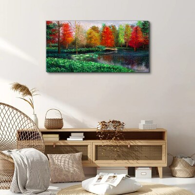 Tablou canvas Peisaj de toamnă pe malul lacului