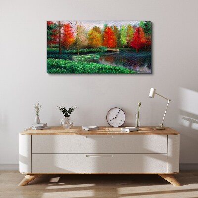 Tablou canvas Peisaj de toamnă pe malul lacului
