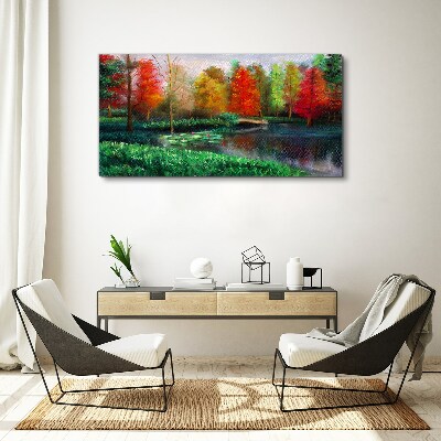 Tablou canvas Peisaj de toamnă pe malul lacului