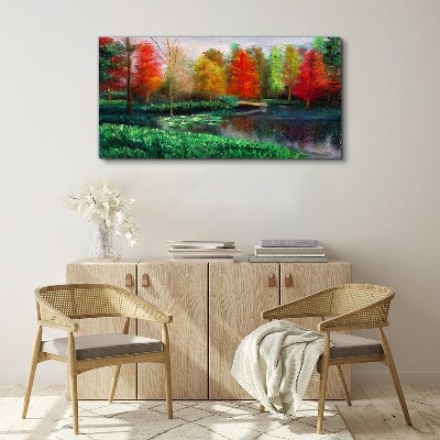 Tablou canvas Peisaj de toamnă pe malul lacului