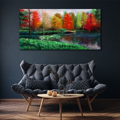 Tablou canvas Peisaj de toamnă pe malul lacului