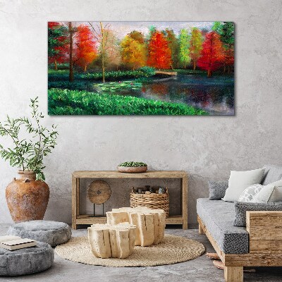 Tablou canvas Peisaj de toamnă pe malul lacului