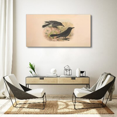 Tablou canvas Păsări negre pe un fundal pastel