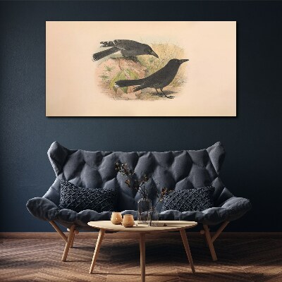 Tablou canvas Păsări negre pe un fundal pastel