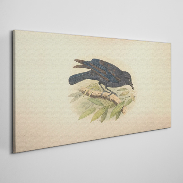 Tablou canvas Pasăre neagră pe o ramură