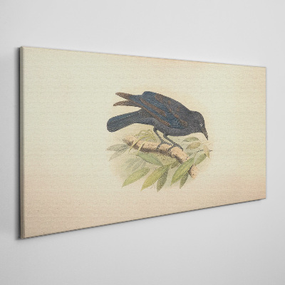 Tablou canvas Pasăre neagră pe o ramură
