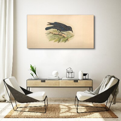 Tablou canvas Pasăre neagră pe o ramură