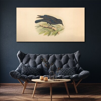 Tablou canvas Pasăre neagră pe o ramură