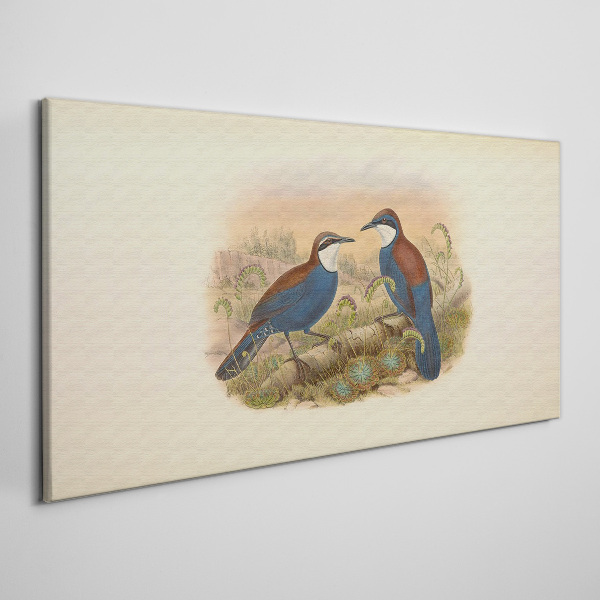 Tablou canvas Păsări care vorbesc în peisaj pastel