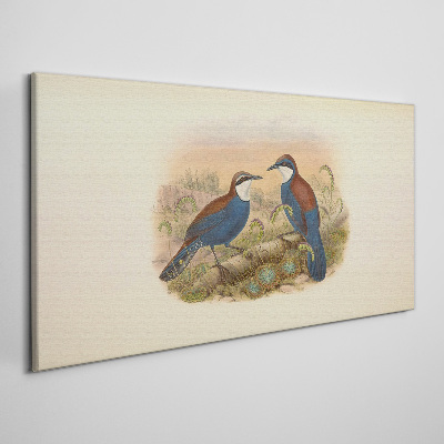 Tablou canvas Păsări care vorbesc în peisaj pastel