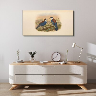 Tablou canvas Păsări care vorbesc în peisaj pastel
