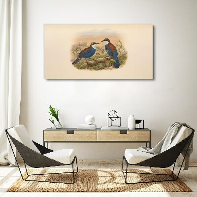 Tablou canvas Păsări care vorbesc în peisaj pastel