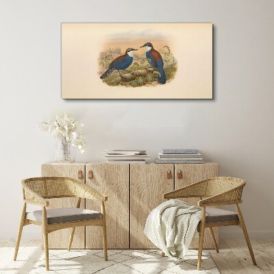 Tablou canvas Păsări care vorbesc în peisaj pastel
