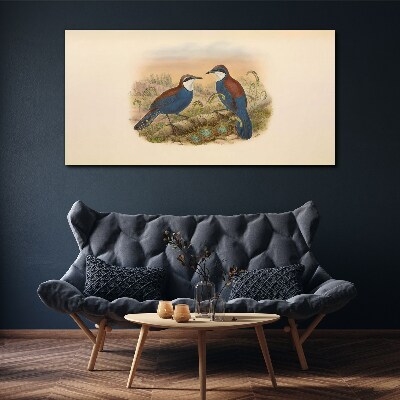 Tablou canvas Păsări care vorbesc în peisaj pastel