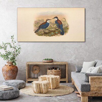 Tablou canvas Păsări care vorbesc în peisaj pastel