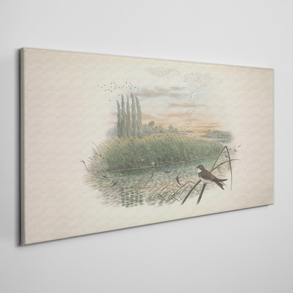 Tablou canvas Peisaj liniștit cu o pasăre