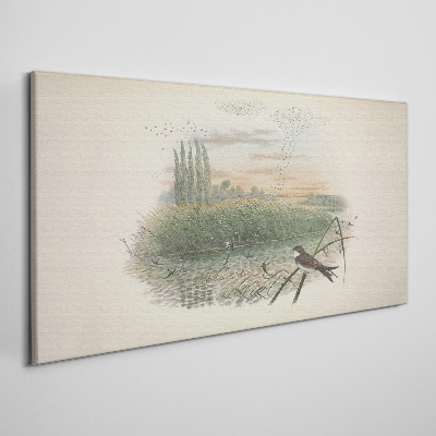 Tablou canvas Peisaj liniștit cu o pasăre