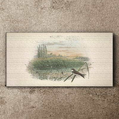 Tablou canvas Peisaj liniștit cu o pasăre
