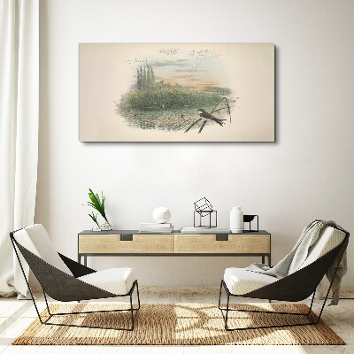 Tablou canvas Peisaj liniștit cu o pasăre