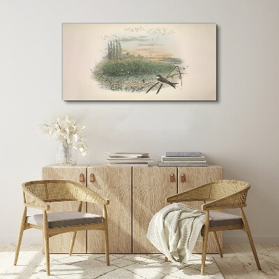 Tablou canvas Peisaj liniștit cu o pasăre