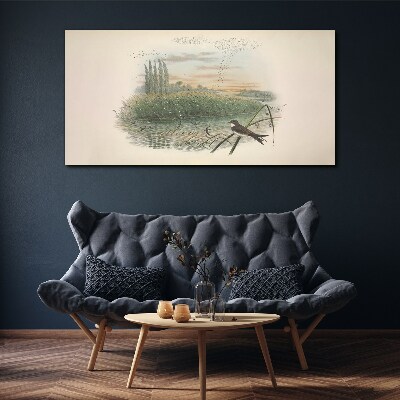 Tablou canvas Peisaj liniștit cu o pasăre