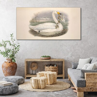Tablou canvas Lebăda cu o ramură