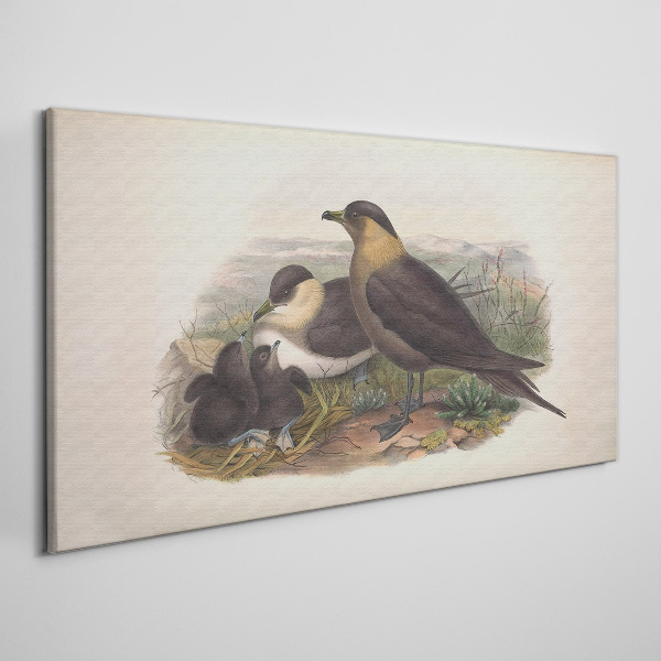 Tablou canvas Familie de păsări pe cuib