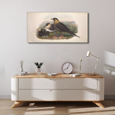Tablou canvas Familie de păsări pe cuib