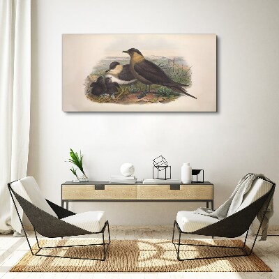 Tablou canvas Familie de păsări pe cuib