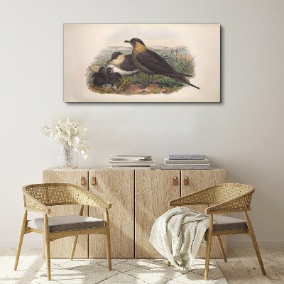 Tablou canvas Familie de păsări pe cuib
