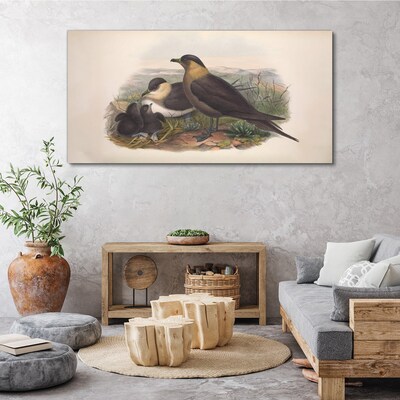 Tablou canvas Familie de păsări pe cuib