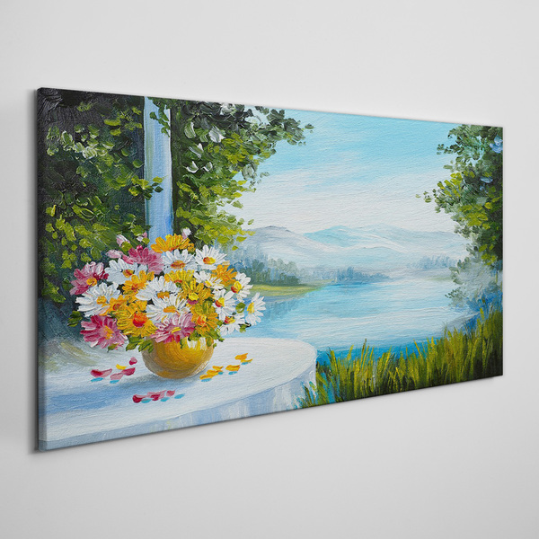 Tablou canvas Buchet de flori pe malul lacului