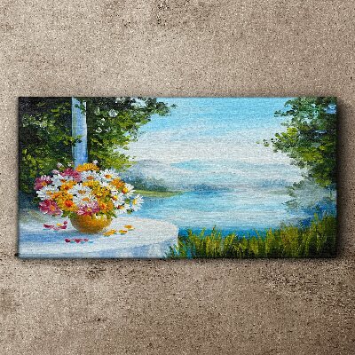 Tablou canvas Buchet de flori pe malul lacului
