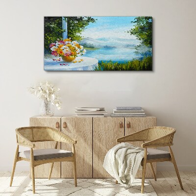 Tablou canvas Buchet de flori pe malul lacului