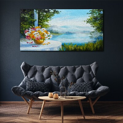 Tablou canvas Buchet de flori pe malul lacului